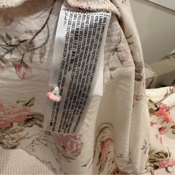 MNG Mango Floral Linen Blend Button Front Maxi Dress Medium - Picture 4 of 4